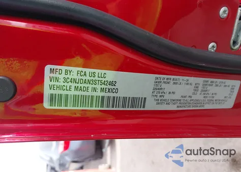 2025 Jeep Compass Sport 4X4 z USA, uszkodzony, nr VIN 3C4NJDAN3ST542462